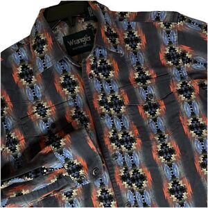 Vintage Wrangler Western Cowboy Shirt Aztec Rodeo - Boys Size M